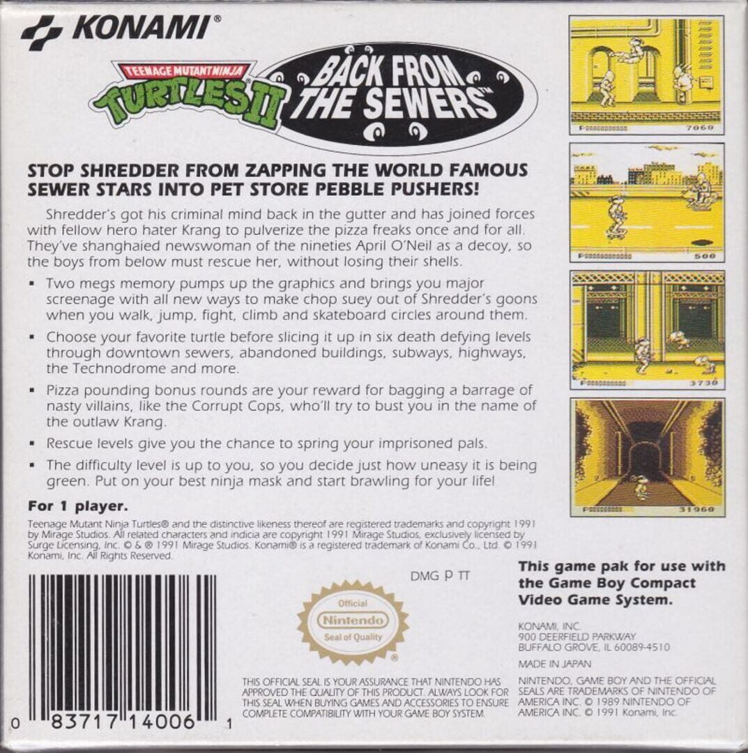 Teenage Mutant Ninja Turtles II: Back from the Sewers artwork 1