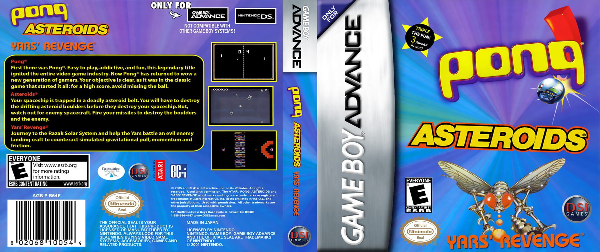 Asteroids / Pong / Yars' Revenge artwork 1