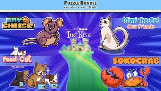 Puzzle Bundle Xbox: PuzzlePet - Feed Your Cat, Say Cheese, Mimi the Cat: New Friends, Story Blocks: The King and Sokocrab artwork 1