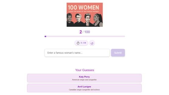 100 Women: Guess the Name of 100 Famous Women screenshot 1